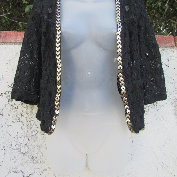 Drole De Copine Paris black crochetedopem front top M - Picture 4 of 8